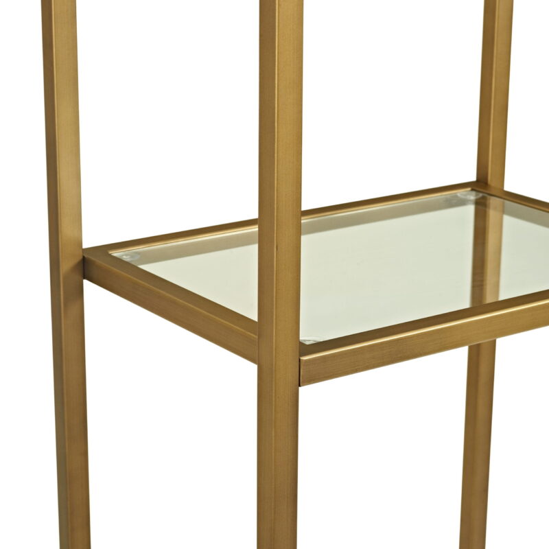 Crosley Furniture Aimee 4 Shelf Narrow Glass/Metal Etagere in Antique Gold - Image 4