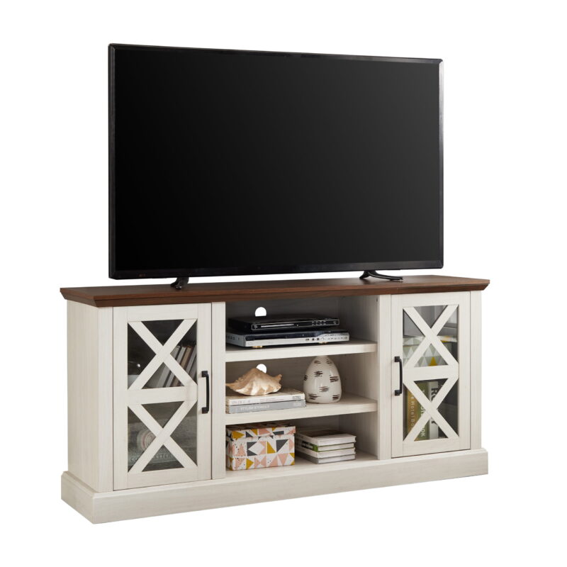 Mainstays Farmhouse TV Stand for TVs up to 70", off-White/Walnut - Image 3