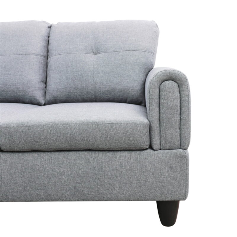 Hommoo Modern 4-seat Linen Living Room Furniture Sets Sectional Couches and Sofas, L Shaped Sectional Couch Sofa, Gray(No Ottoman) - Image 5
