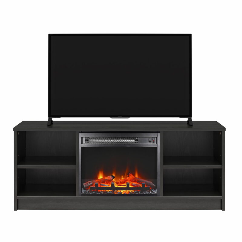 Mainstays Fireplace TV Stand, for TVs up to 55", Black Oak - Image 6