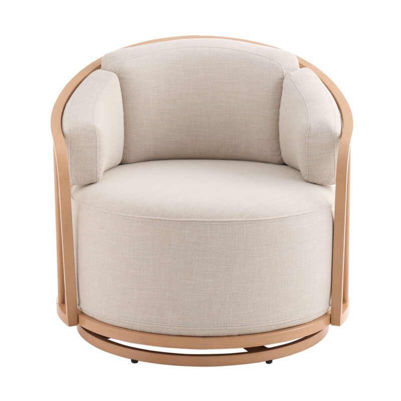 Better Homes & Gardens Lillian Swivel Birdcage Accent Chair, Cream Linen - Image 7