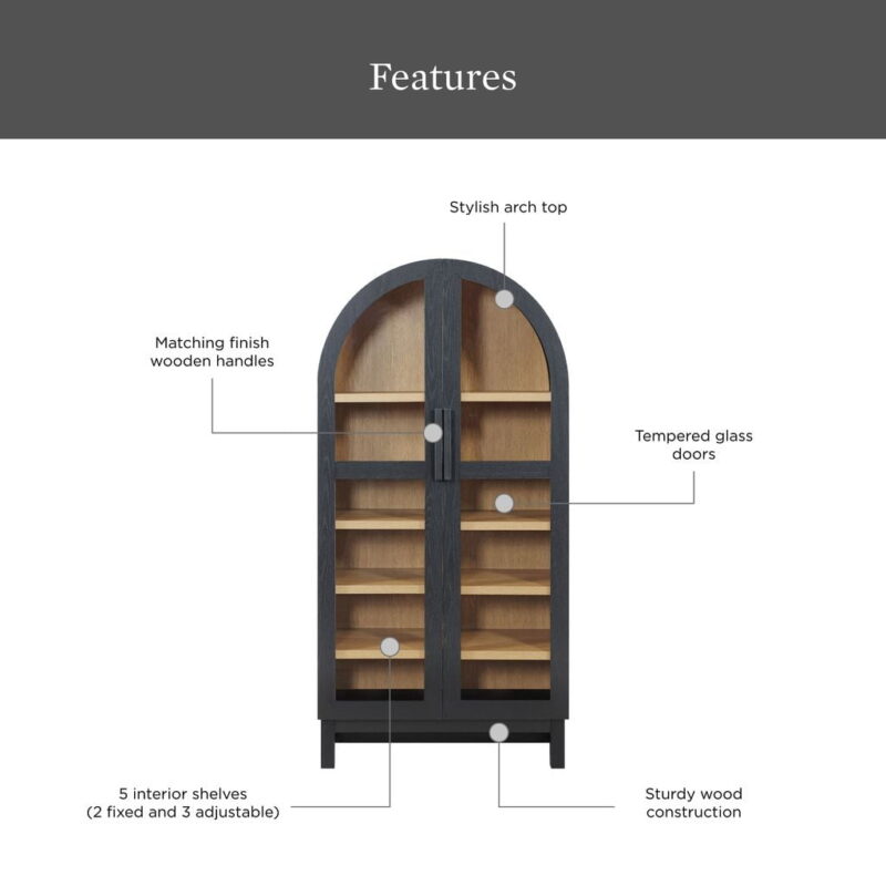 Better Homes & Gardens Juliet Arch Accent Cabinet, Black Finish - Image 4