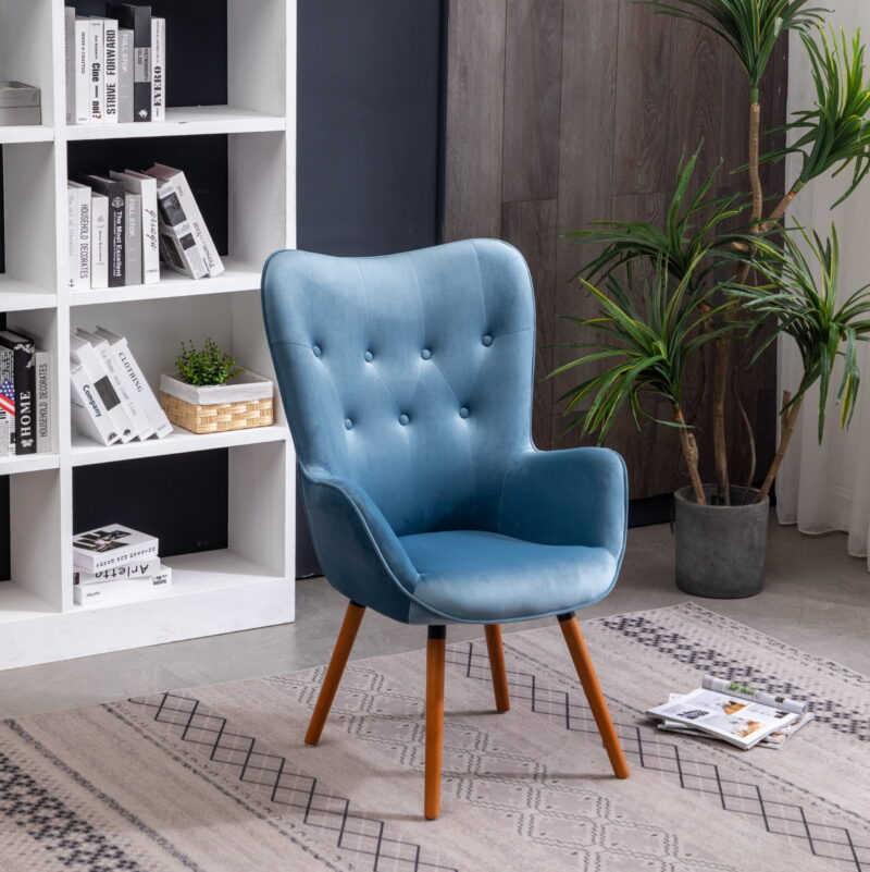 Roundhill Furniture Doarnin Wingback Chair, Blue - Image 3