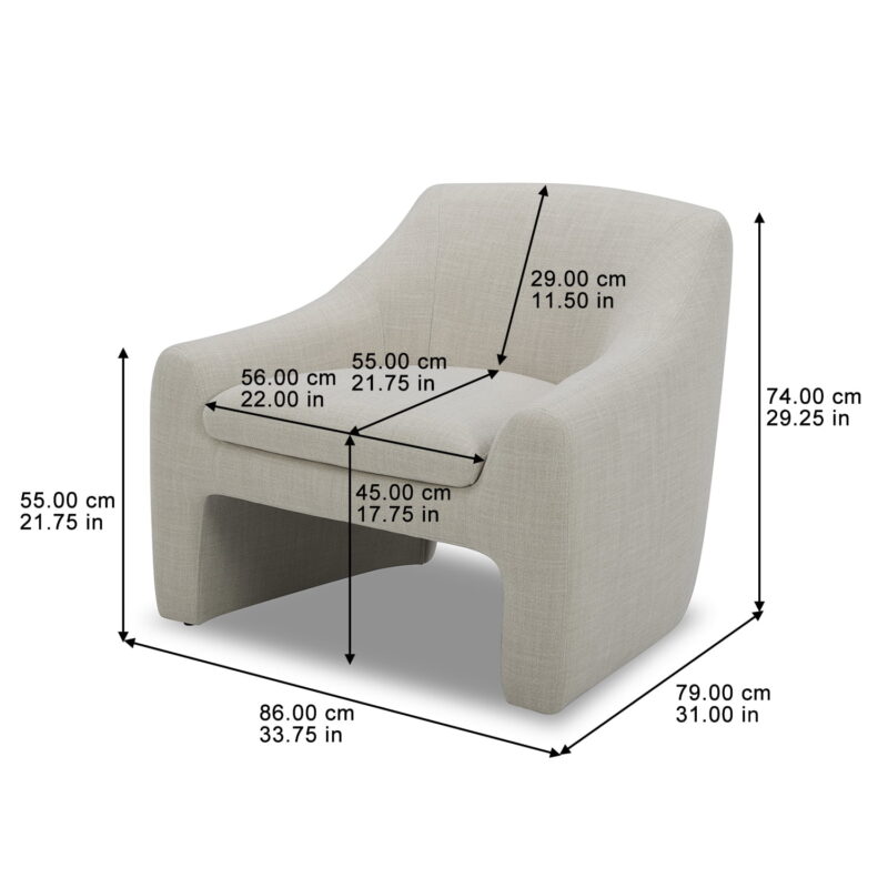 Better Homes & Gardens Emerson Curvy Accent Chair, Cream Linen - Image 2