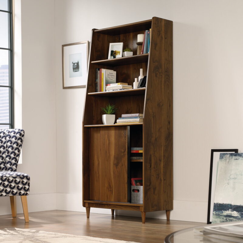 Sauder Harvey Park Wide Bookcase, Grand Walnut Finish - Image 2