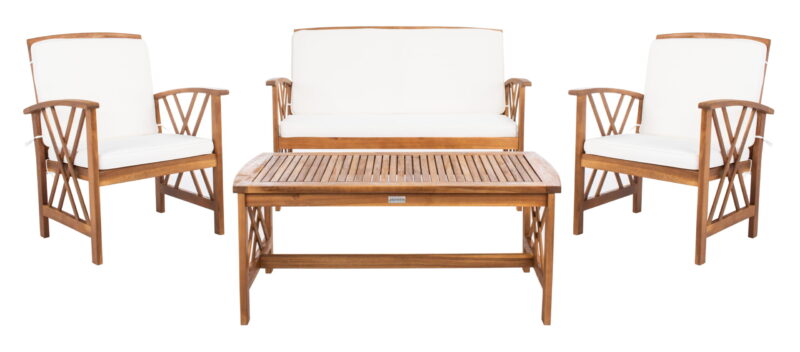 SAFAVIEH 4-Pieces Patio Outdoor Furniture Set, Beige - Image 2