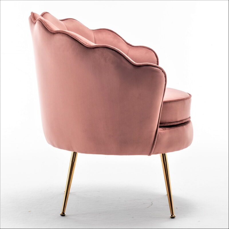 US Pride Furniture Cavett 28.3" Wide Velvet Barrel Chair with Gold Metal Legs Rose - Image 4