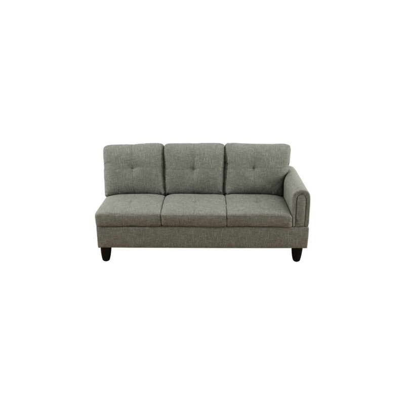 Hommoo Modern Flannel Living Room Furniture Sets Sectional Couches and Sofas, L-Shaped Sectional Couch Sofa, Grey(No Ottoman) - Image 4