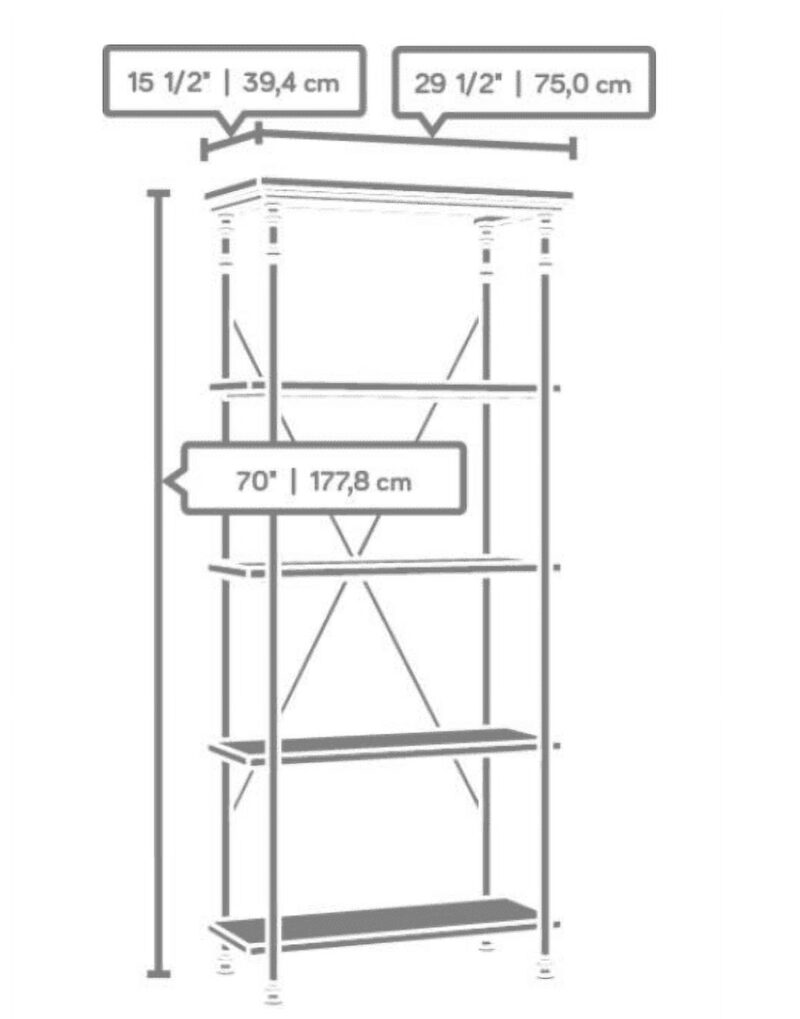 Better Homes & Gardens River Crest 5-Shelf Bookcase, Rustic Oak Finish - Image 4
