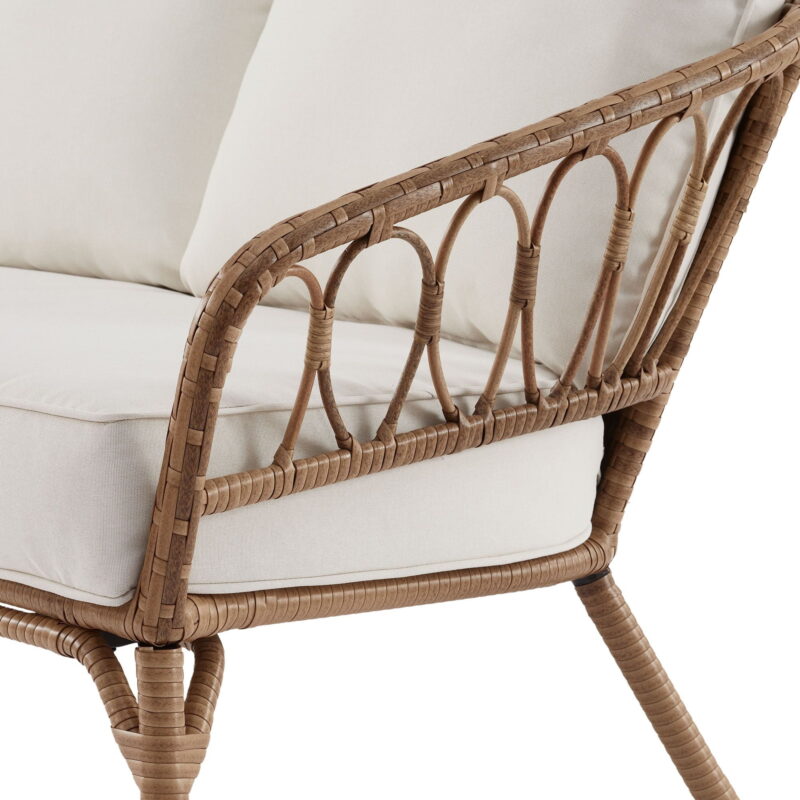 Better Homes & Gardens Willow Sage All-Weather Wicker Outdoor Loveseat and Ottoman Set, Beige - Image 6
