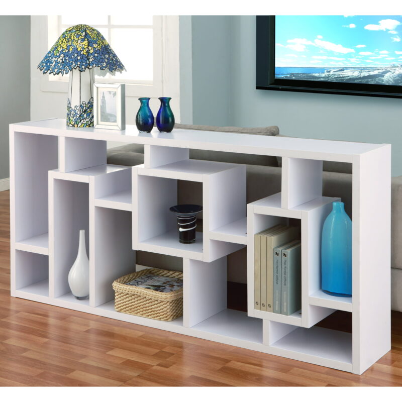 Furniture of America Aix Modern 16-Shelf Geometric Bookcase, White - Image 6