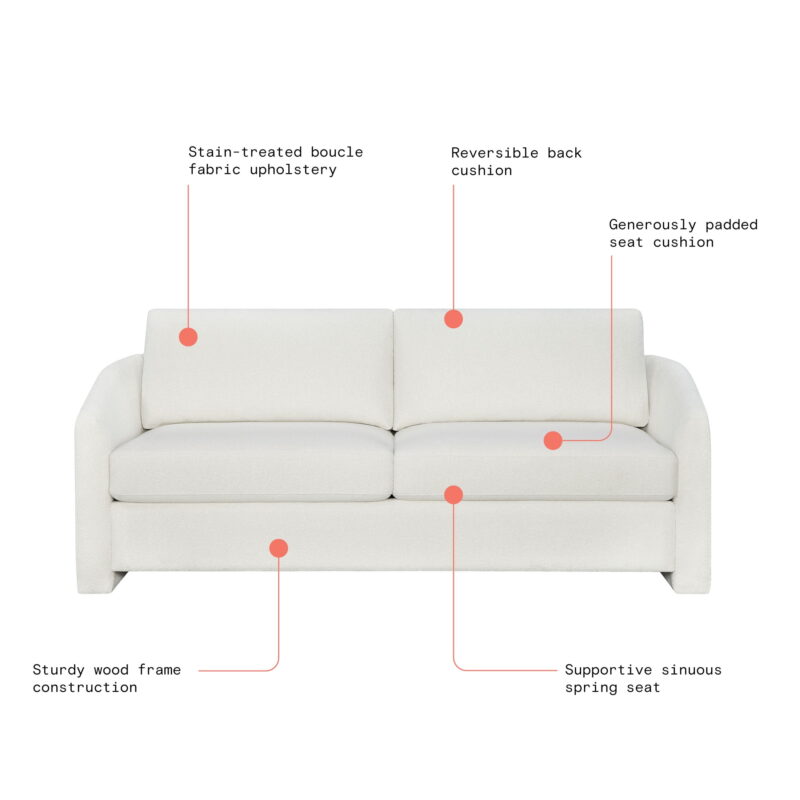 Beautiful Drew 72.2" Sofa by Drew Barrymore for Adults, Cream Bouclé - Image 4