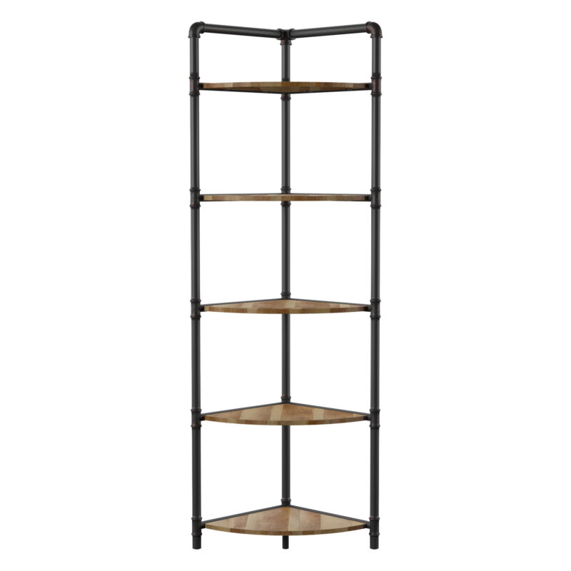Furniture of America Talian 5-Tier Corner Bookcase, Sand Black - Image 4