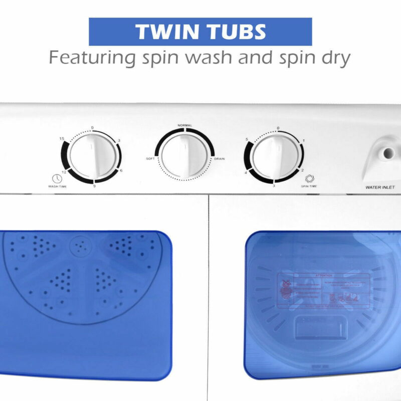 Gymax 17.6 lbs Washer Spinner Compact Portable Washing Machine Twin Tub Home Dorm - Image 7