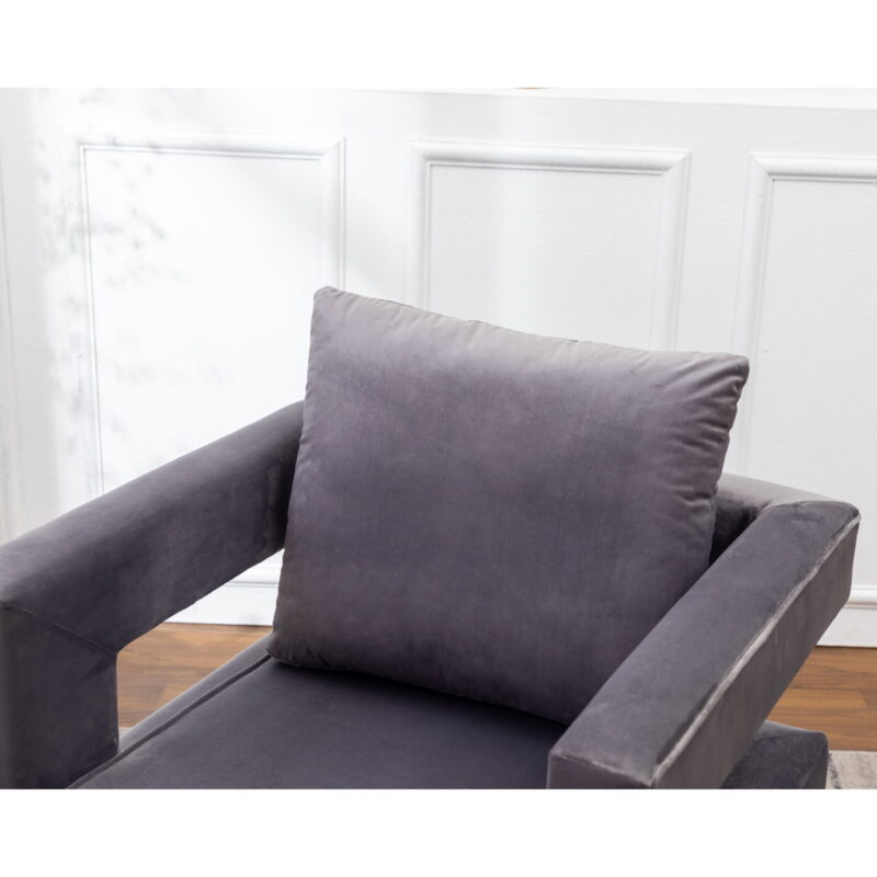Roundhill Furniture Lenola Contemporary Upholstered Accent Arm Chair, Gray - Image 5