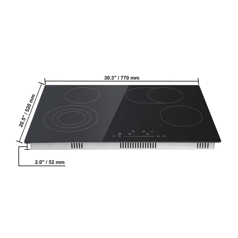 BENTISM Built-in Electric Cooktop Radiant Ceramic Cooktop 4 Burners 30.3x20.5 inch - Image 7