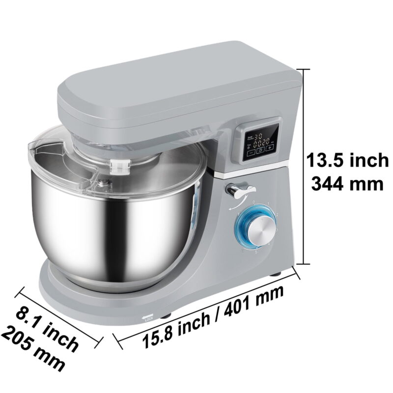 BENTISM Stand Mixer 7.4Qt Electric Dough Mixer w/ 6 Speeds LCD Screen Timing 660W - Image 2