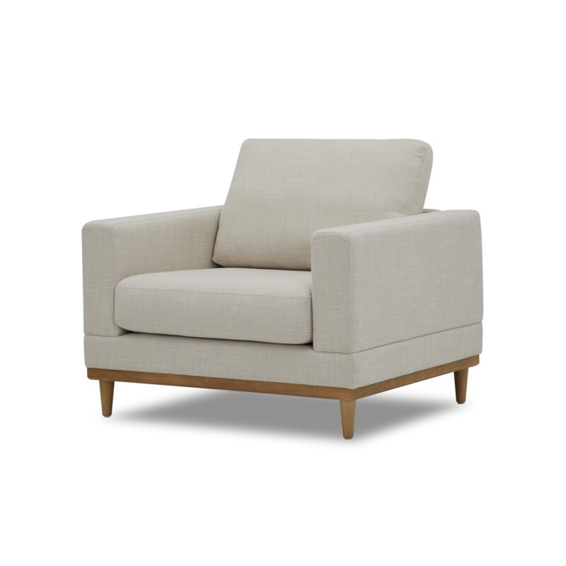 Better Homes & Gardens Springwood Wood Frame Accent Chair, Cream Linen - Image 2