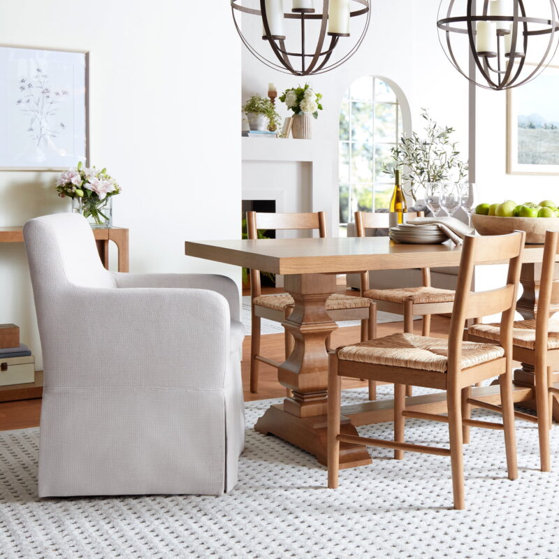 My Texas House Wren Slipcover Dining Chair with Rolling Caster Wheels, Cream - Image 4