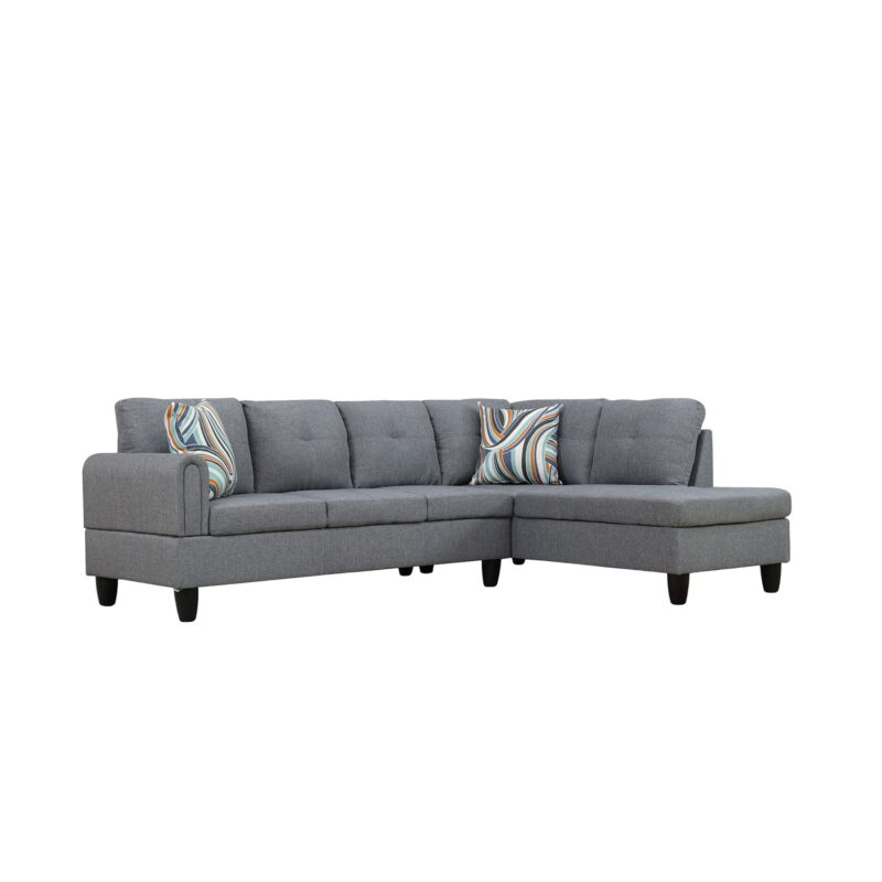 Hommoo Linen Living Room Furniture Sets, 4-Seat Couches and Sofa Set, L Shaped Couch Set Sectional Sofa Set for Home, Apartment, Dorm, Grey(No Ottoman) - Image 2