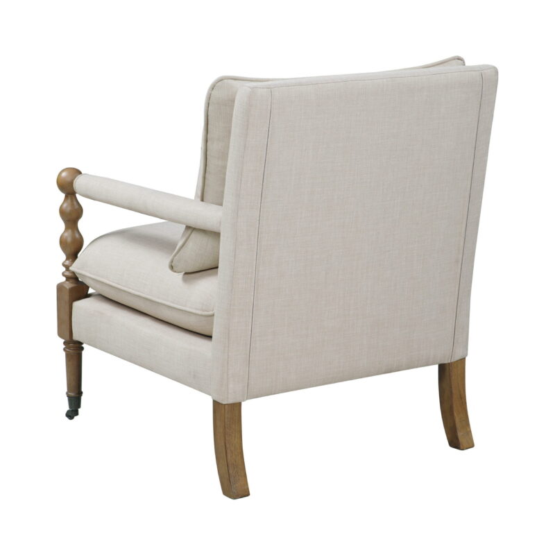 Upholstered Accent Chair with Casters Beige - Image 3