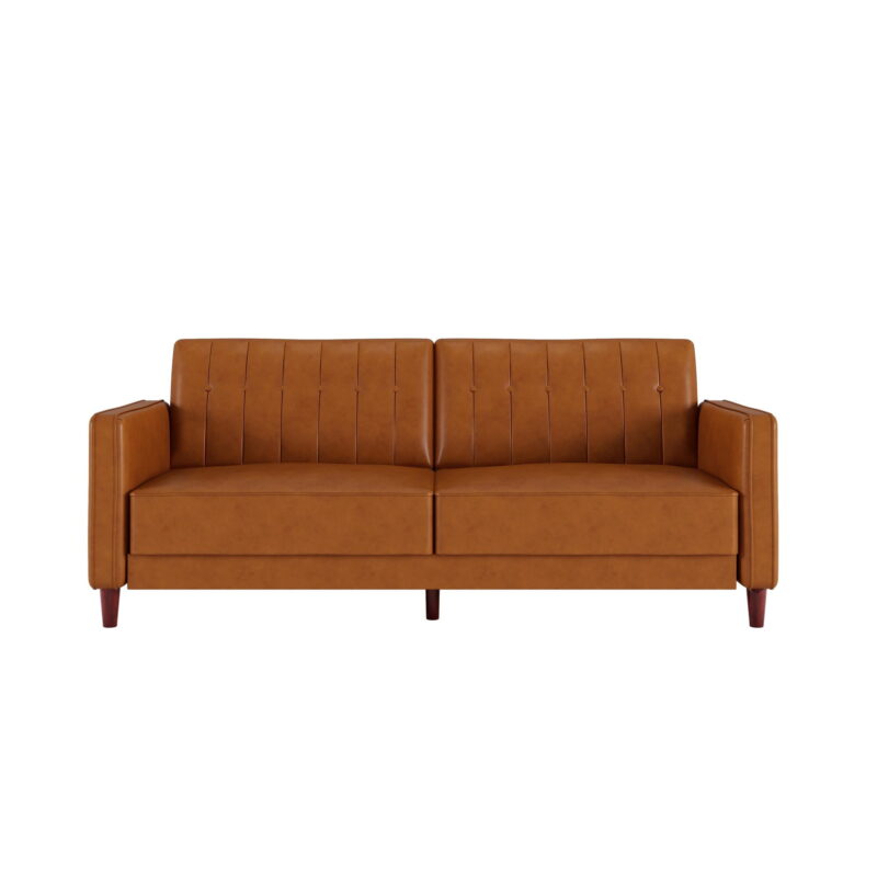 DHP Pin Tufted Transitional Futon, Camel Faux Leather - Image 7