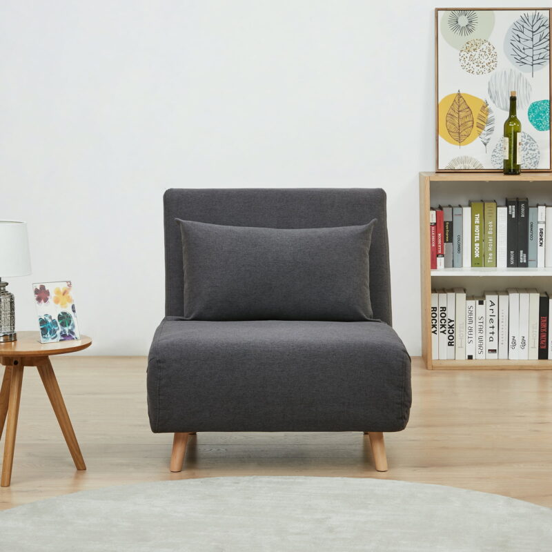 A&D Home Tustin Polyester Convertible Futon Chair, Charcoal - Image 4