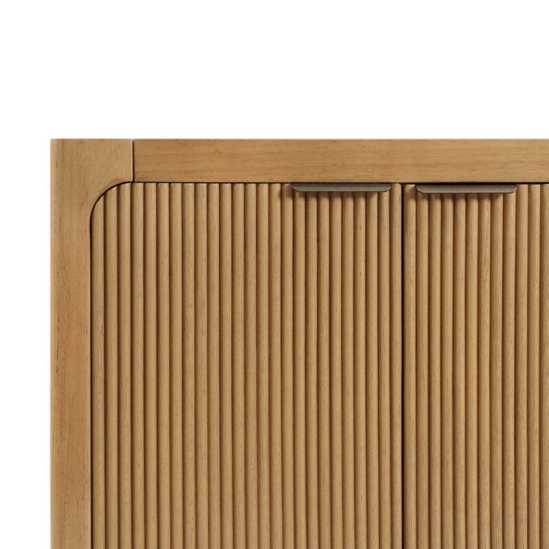 My Texas House Linden Fluted Buffet Cabinet Sideboard with Adjustable Shelves, Warm Brown - Image 2