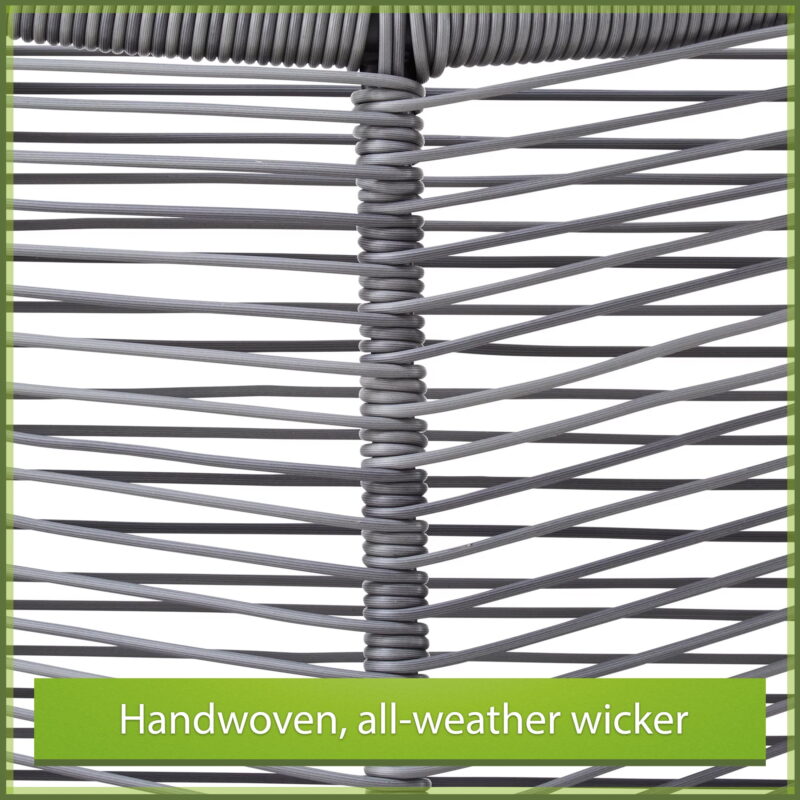 Mainstays Skyler Steel 3-Piece Wicker Rope Chat Set, Grey - Image 3