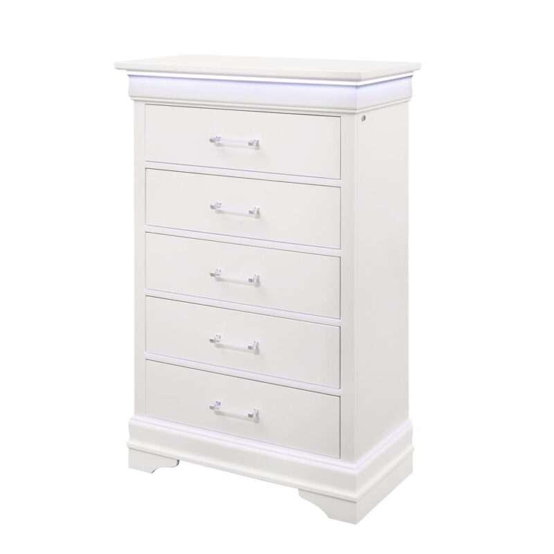 Global Furniture USA Charlie Traditional/Modern White Wood Chest with LED - Image 3
