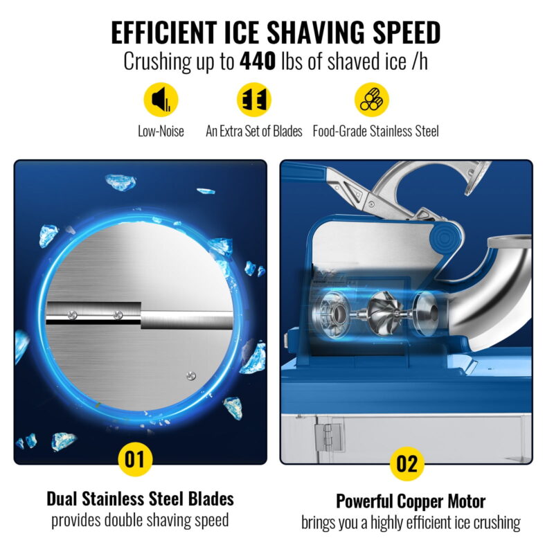 BENTISM Commercial Ice Crusher, Snowball Machine Commercial Blue Snow Cone Machine - Image 3