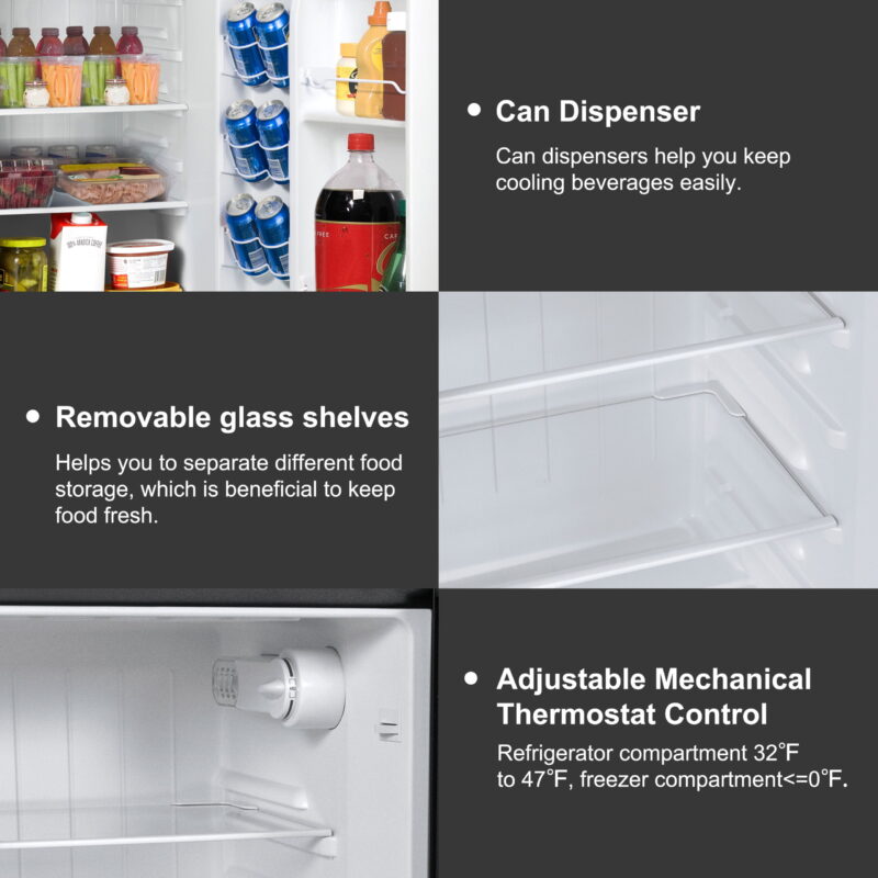 Galanz 4.6. Cu ft Two Door Mini Refrigerator with Freezer, Stainless Steel, New, Width 19.13" - Image 6