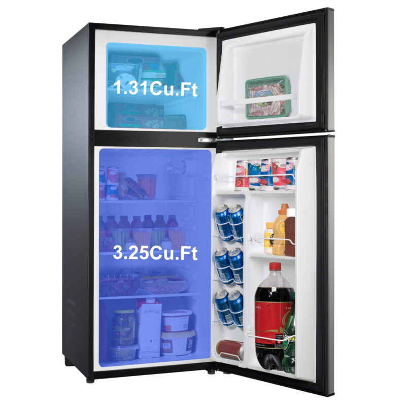 Galanz 4.6. Cu ft Two Door Mini Refrigerator with Freezer, Stainless Steel, New, Width 19.13" - Image 5