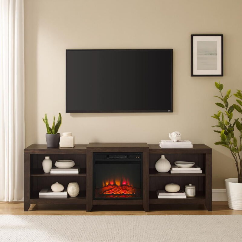 Crosley Furniture Ronin Wood TV stand for TVs up to 75" in Dark Walnut - Image 4