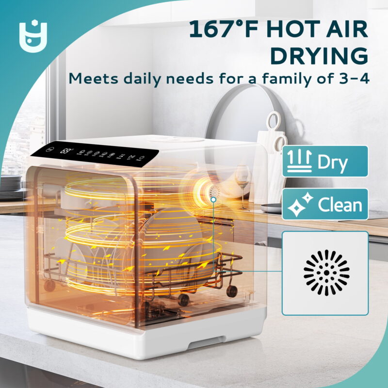 EUHOMY Portable Countertop Dishwashers with 5-Liter Built-in Water Tank and Air-Dry Function - Image 4