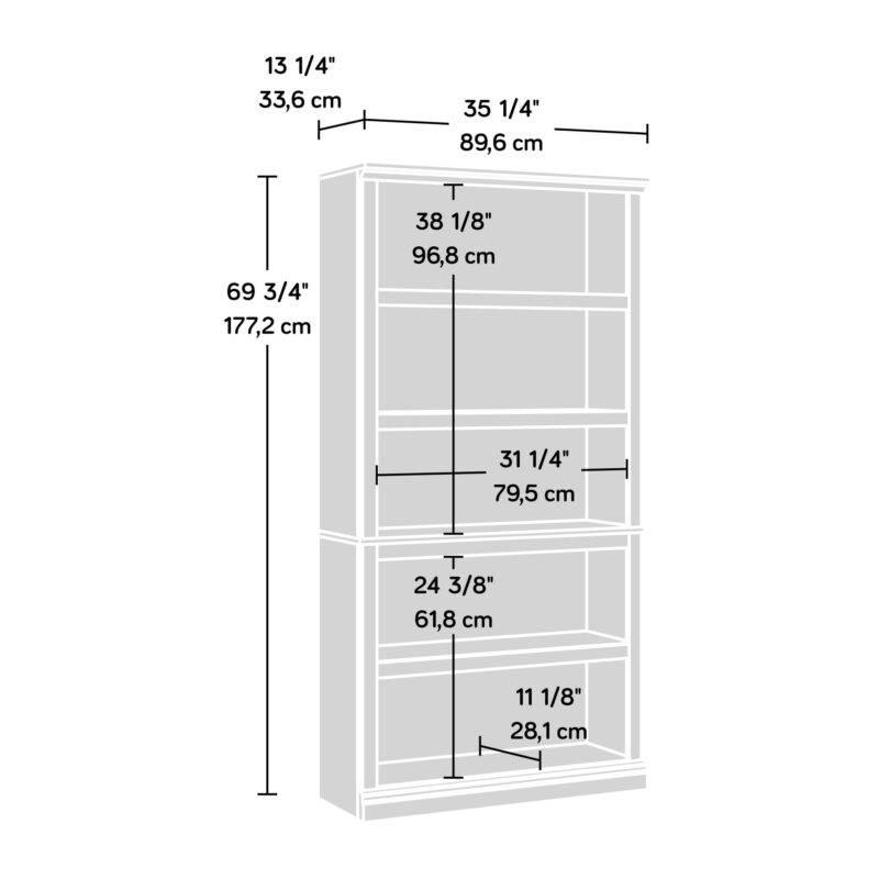 Sauder Select 5-Shelf Bookcase, White Plank Finish - Image 2