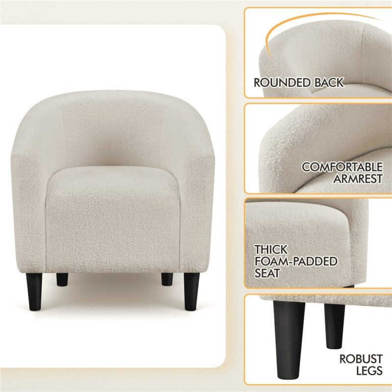 Renwick Modern Upholstered Tub Chair for Living room, Set of 2, Ivory Boucle - Image 3