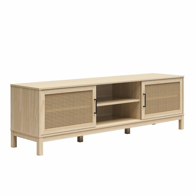 Mainstays Cane TV Stand for TVs up to 85", Spring Pine - Image 7