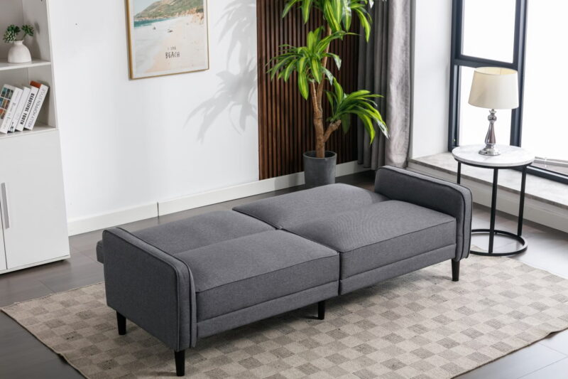 Mainstays Barlow Futon, Linen Fabric, Gray, 76.3" - Image 2