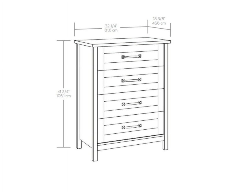 Better Homes & Gardens Modern Farmhouse 4-Drawer Dresser, Rustic White Finish - Image 3