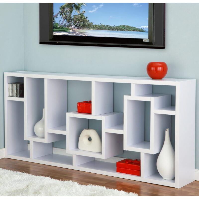 Furniture of America Aix Modern 16-Shelf Geometric Bookcase, White - Image 5