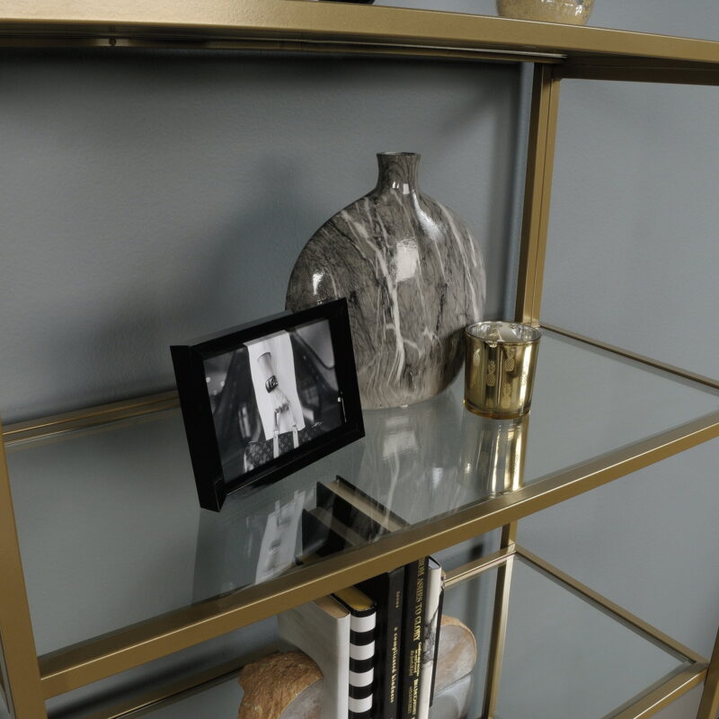 Better Homes & Gardens 71" Nola 5 Shelf Etagere Bookcase, Gold Finish - Image 6