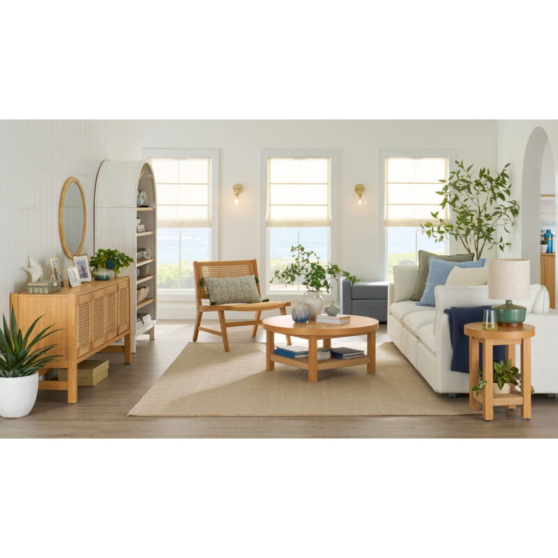 Better Homes & Gardens Vista Woven Coastal TV Stand for TVs up to 65", Light Honey - Image 5