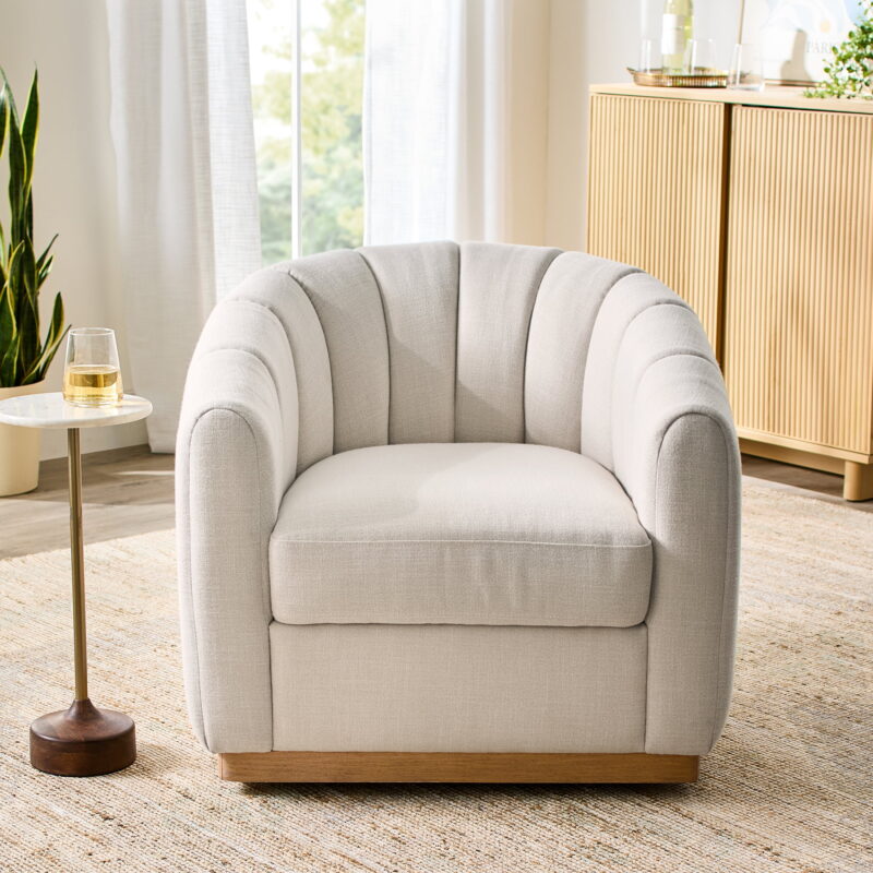 Better Homes & Gardens Lillian Accent Swivel Chair, Cream Linen - Image 4