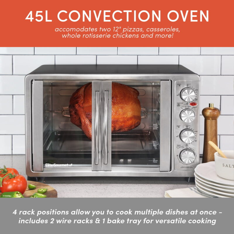 Elite Platinum Double Door Countertop Microwave Oven in Stainless Steel - Image 7