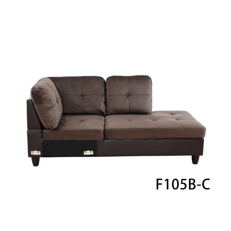 Hommoo 4 Seats Flannel and PVC Sectional Sofa Couch Set, Modern L Shaped Sectional Couch, Living Room Furniture Set, Dark Brown - Image 6