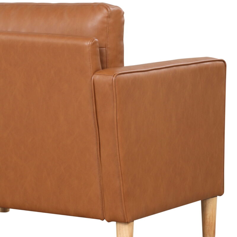 Lifestyle Solutions Lorelei Mid-Century Modern Sofa, Caramel Brown Faux Leather - Image 3