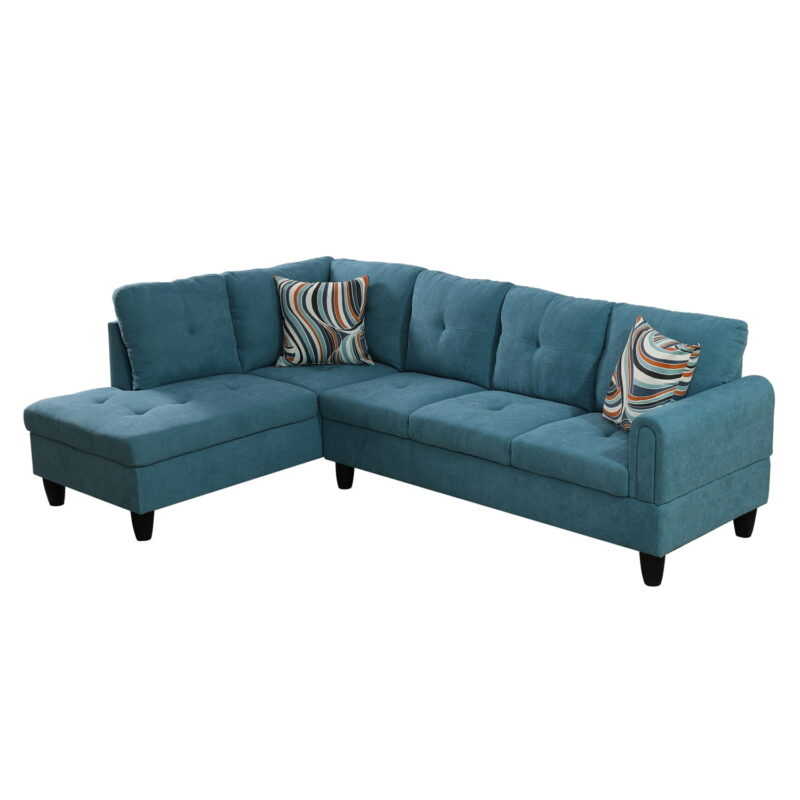 Hommoo Modern Flannel Living Room Furniture Sets Sectional Couches and Sofas, L-Shaped Sectional Couch Sofa, Green(No Ottoman) - Image 2