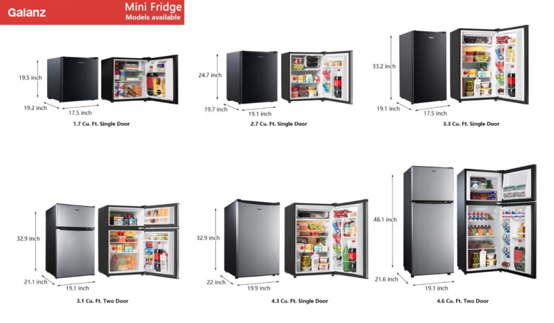 Galanz 4.3 Cu ft Single Door Mini Fridge, Stainless Steel Look, New, Width 19.12" - Image 6