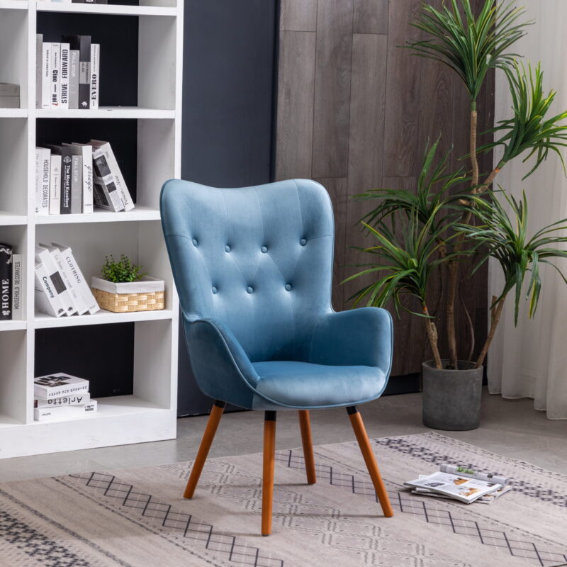 Roundhill Furniture Doarnin Wingback Chair, Blue - Image 2